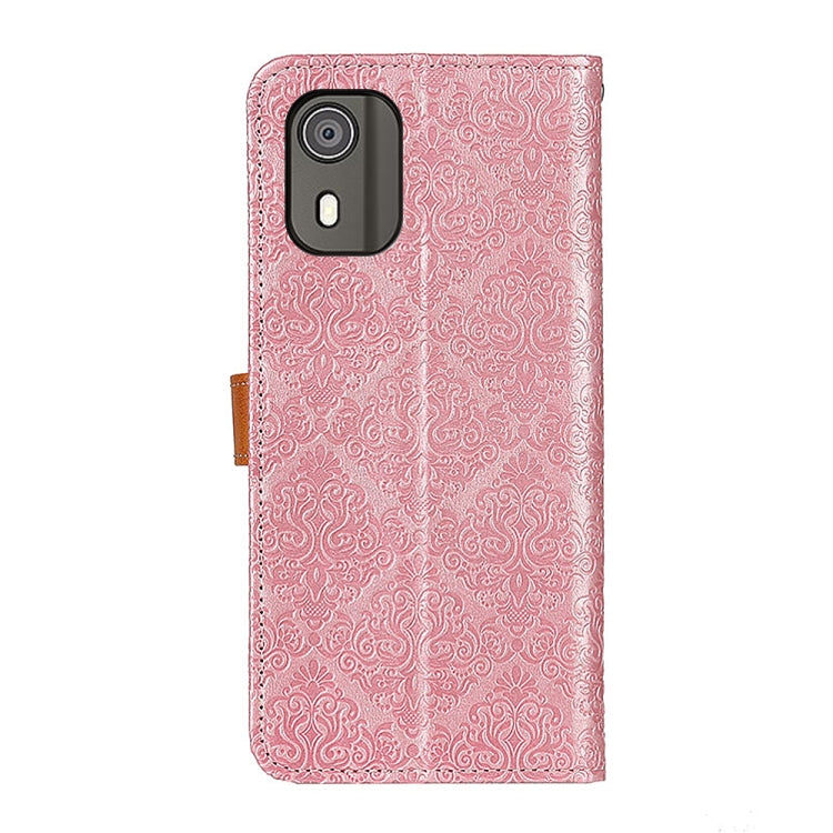 For Nokia C02 European Floral Embossed Leather Phone Case