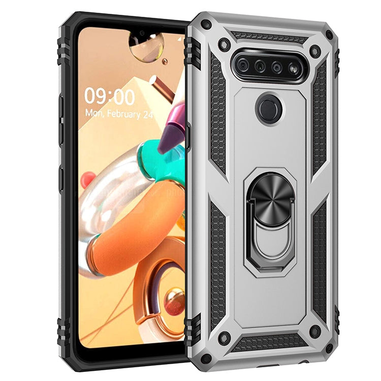 For LG K51 Shockproof TPU + PC Protective Case with 360 Degree Rotating Holder