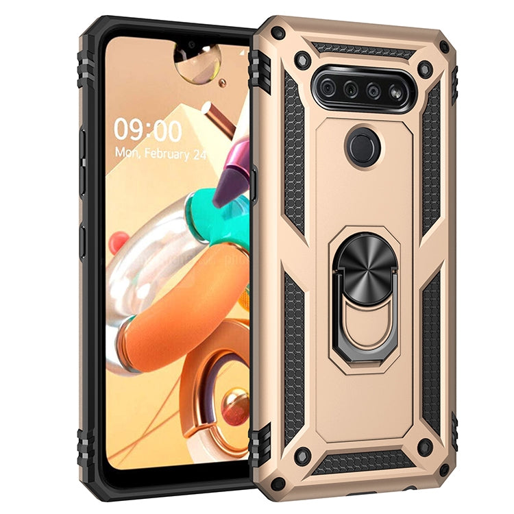 For LG K51 Shockproof TPU + PC Protective Case with 360 Degree Rotating Holder
