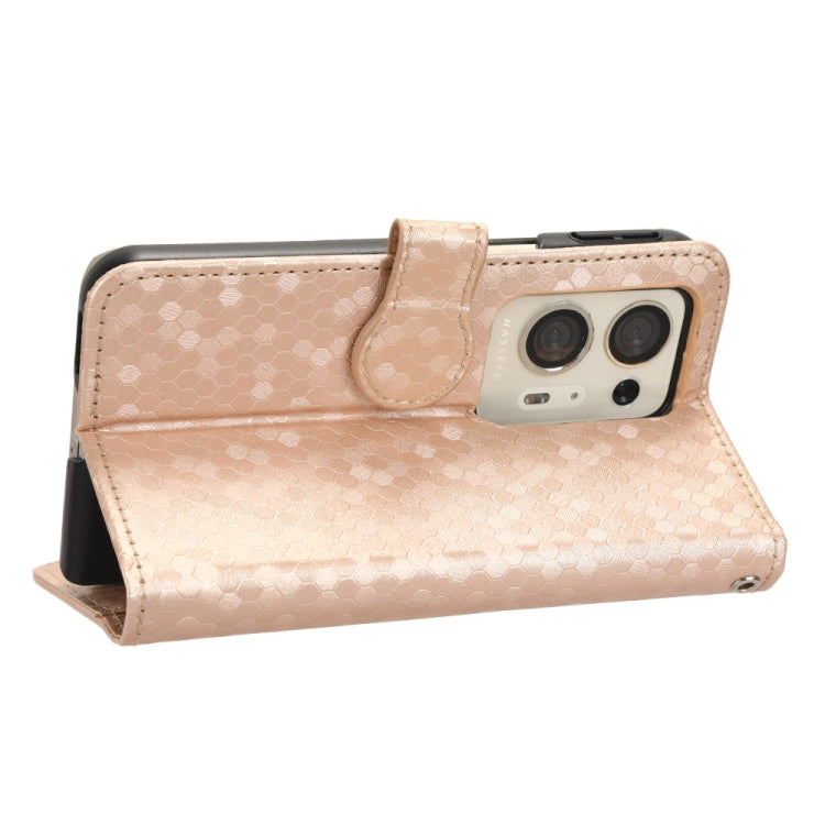 For OPPO Find N2 Honeycomb Dot Texture Leather Phone Case