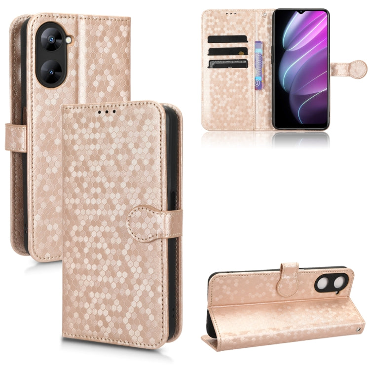 For Realme V30 / V30T 5G Honeycomb Dot Texture Leather Phone Case