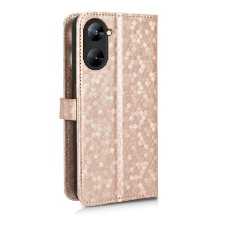 For Realme V30 / V30T 5G Honeycomb Dot Texture Leather Phone Case