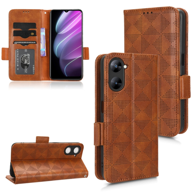 For Realme V30 / V30T 5G Symmetrical Triangle Leather Phone Case