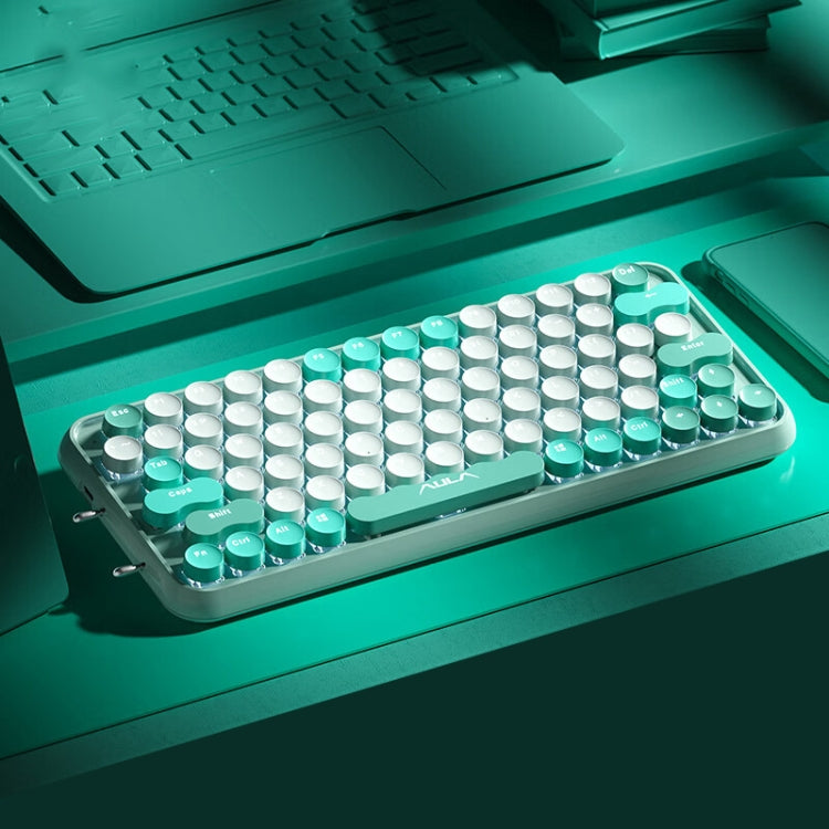 AULA F3680 Retro Color Matching Wireless/Bluetooth/Wired Three Model Mechanical Keyboard, Specification:Green Shaft