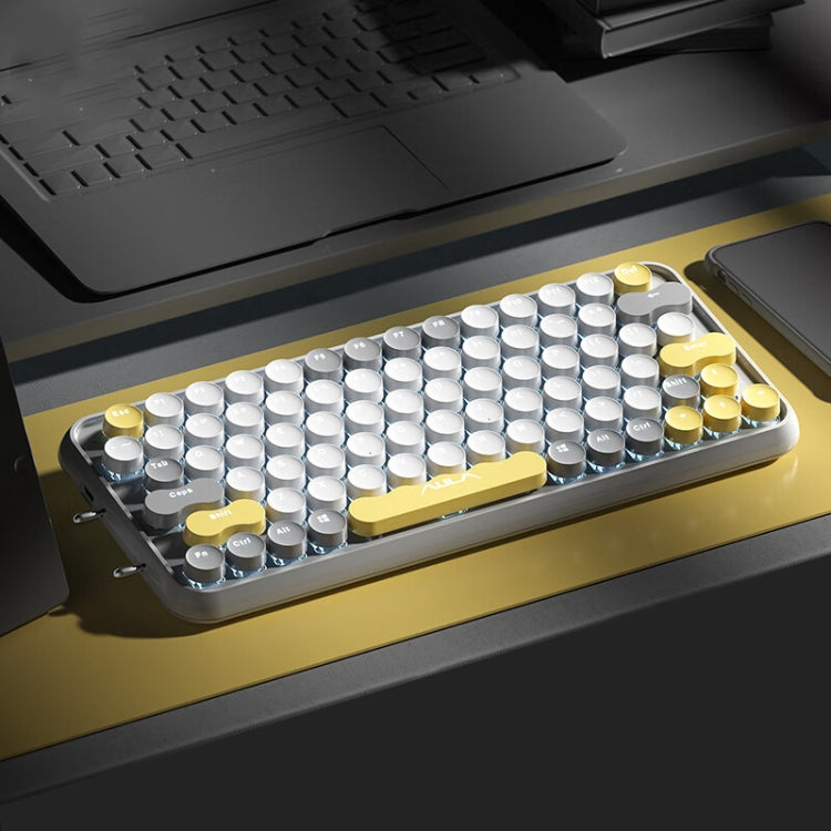 AULA F3680 Retro Color Matching Wireless/Bluetooth/Wired Three Model Mechanical Keyboard, Specification:Green Shaft