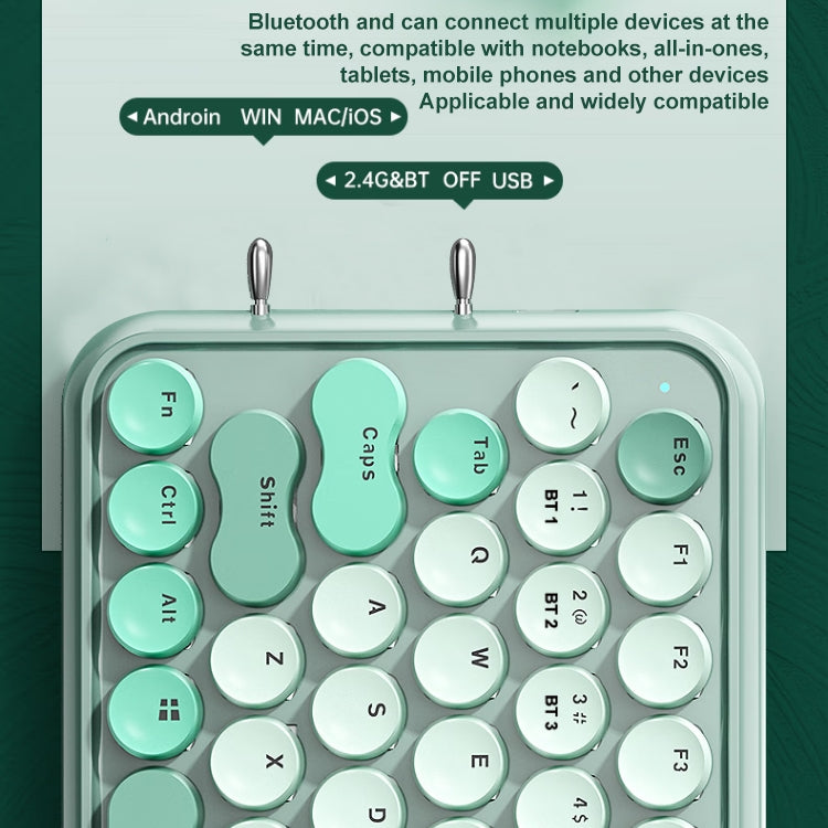 AULA F3680 Retro Color Matching Wireless/Bluetooth/Wired Three Model Mechanical Keyboard, Specification:Green Shaft