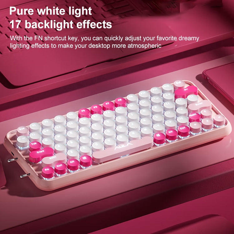 AULA F3680 Retro Color Matching Wireless/Bluetooth/Wired Three Model Mechanical Keyboard, Specification:Green Shaft