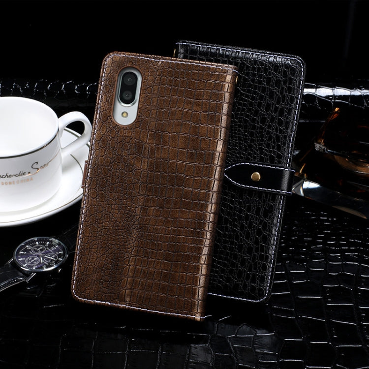 For Sharp Aquos Sense3 Plus idewei Crocodile Texture Horizontal Flip Leather Case with Holder & Card Slots & Wallet