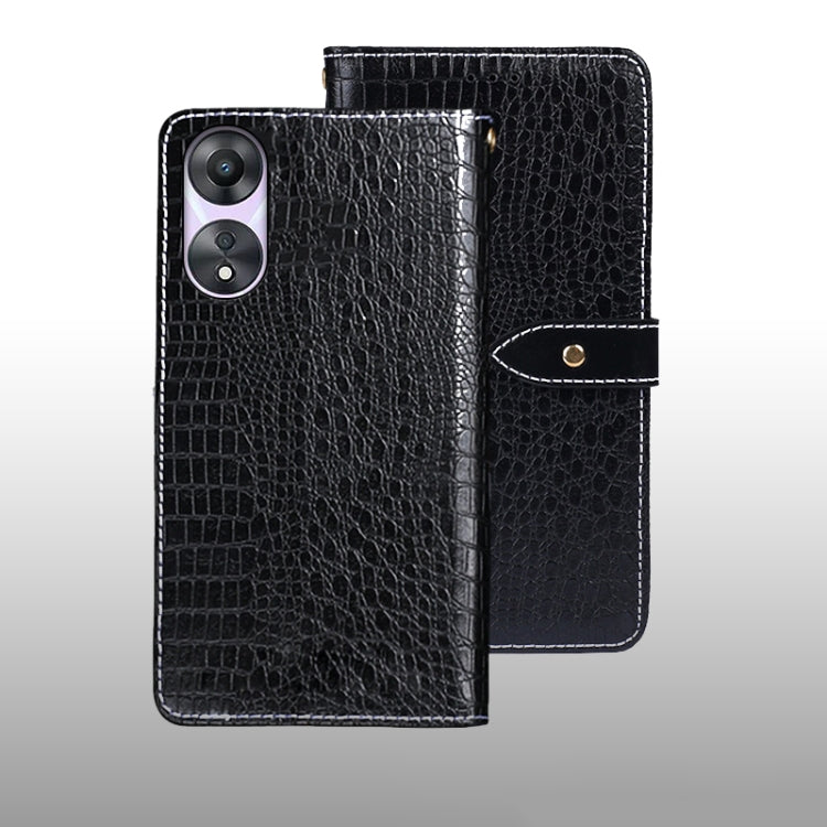 For OPPO A78 5G Global/A58x/A58 5G idewei Crocodile Texture Leather Phone Case