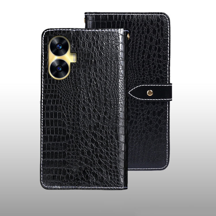 For Realme C55 4G idewei Crocodile Texture Leather Phone Case