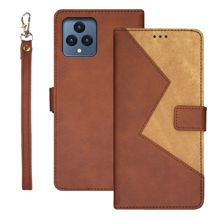 For T-Mobile REVVL 6 5G idewei Two-color Splicing Leather Phone Case