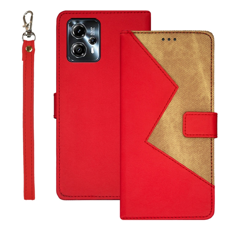 For Motorola Moto G23/G13 idewei Two-color Splicing Leather Phone Case