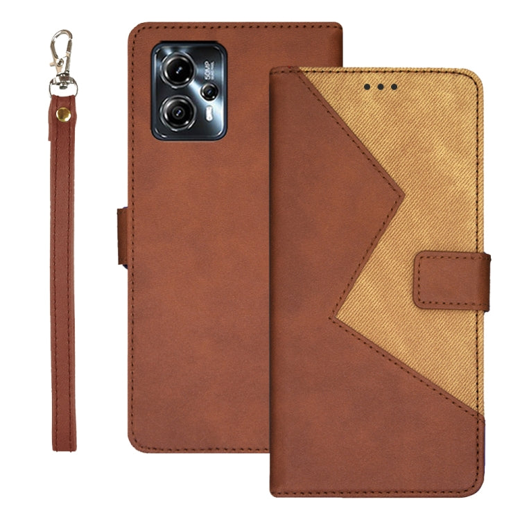 For Motorola Moto G23/G13 idewei Two-color Splicing Leather Phone Case