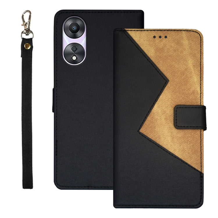 For OPPO A78 5G Global/A58x/A58 5G idewei Two-color Splicing Leather Phone Case