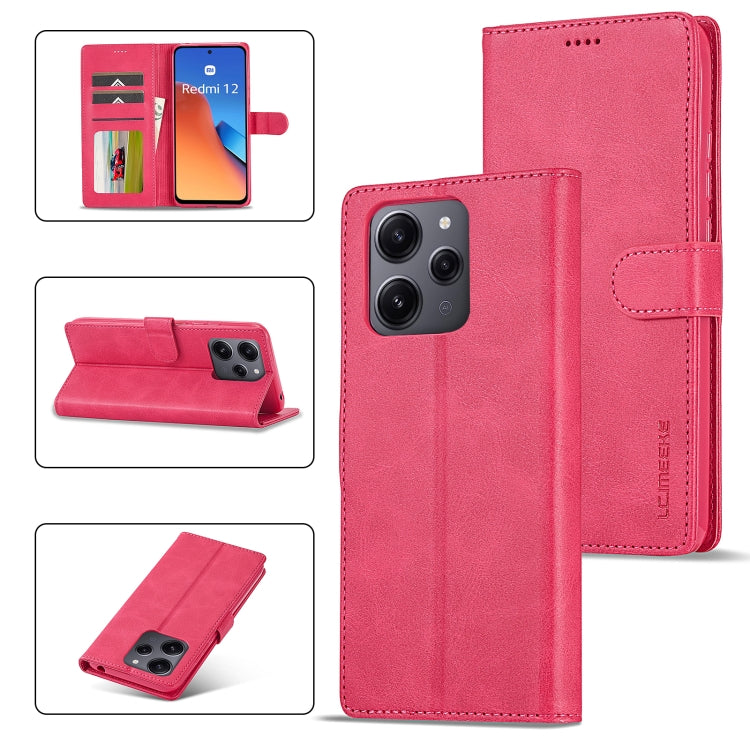 For Xiaomi Redmi 12 4G Global LC.IMEEKE Calf Texture Leather Phone Case