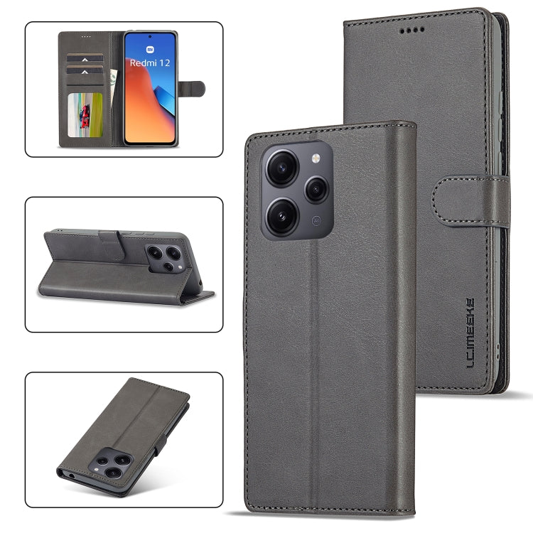 For Xiaomi Redmi 12 4G Global LC.IMEEKE Calf Texture Leather Phone Case