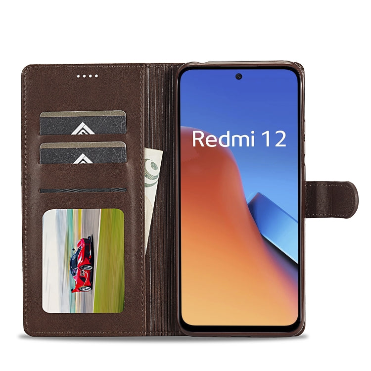 For Xiaomi Redmi 12 4G Global LC.IMEEKE Calf Texture Leather Phone Case