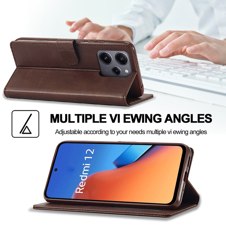 For Xiaomi Redmi 12 4G Global LC.IMEEKE Calf Texture Leather Phone Case