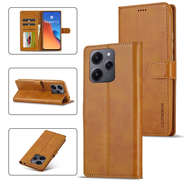 For Xiaomi Redmi 12 4G Global LC.IMEEKE Calf Texture Leather Phone Case