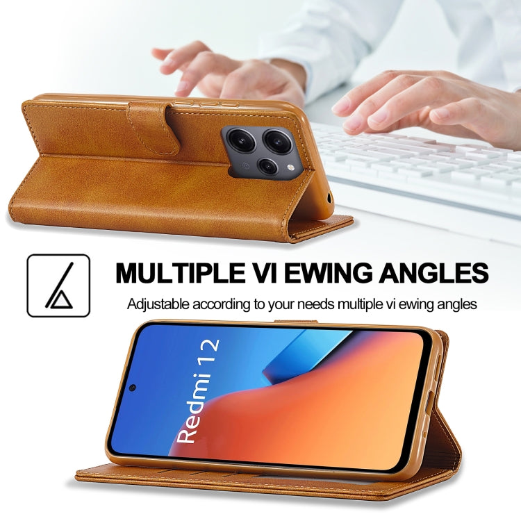 For Xiaomi Redmi 12 4G Global LC.IMEEKE Calf Texture Leather Phone Case