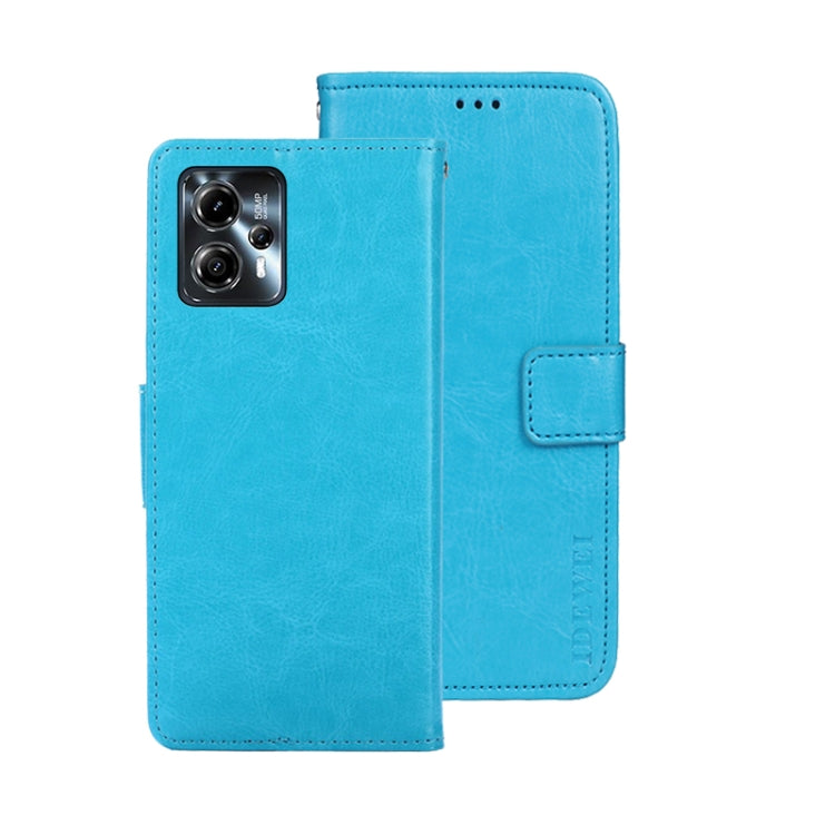 For Motorola Moto G23/G13 idewei Crazy Horse Texture Leather Phone Case with Holder