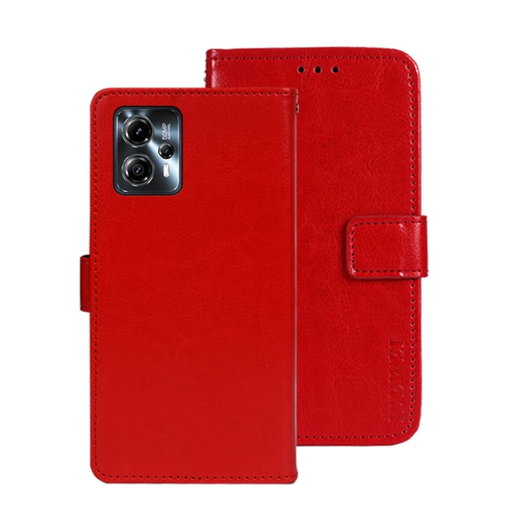 For Motorola Moto G23/G13 idewei Crazy Horse Texture Leather Phone Case with Holder