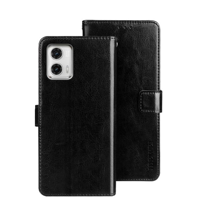 For Motorola Moto G73 idewei Crazy Horse Texture Leather Phone Case with Holder