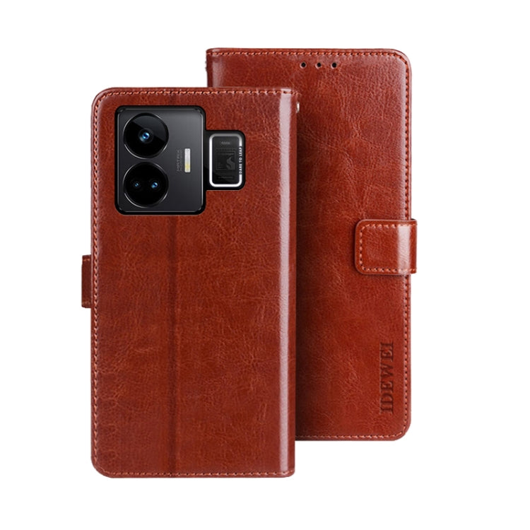 For Realme GT3 5G Global/GT Neo 5 5G idewei Crazy Horse Texture Leather Phone Case with Holder