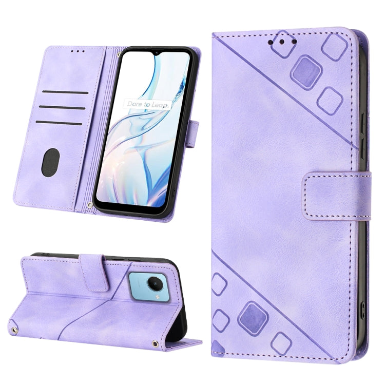 For Realme C30s Skin-feel Embossed Leather Phone Case