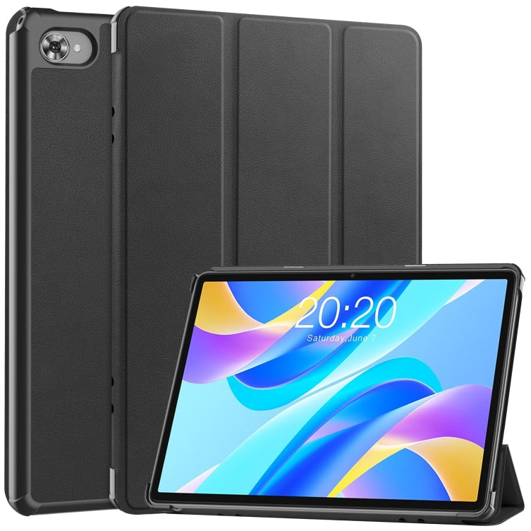For Teclast M40 Plus Custer Pure Color 3-Fold Holder Leather Tablet Case