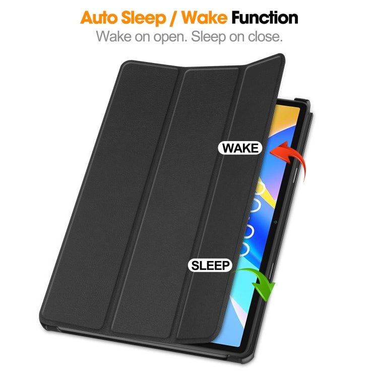 For Teclast M40 Plus Custer Pure Color 3-Fold Holder Leather Tablet Case