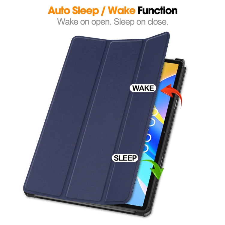 For Teclast M40 Plus Custer Pure Color 3-Fold Holder Leather Tablet Case