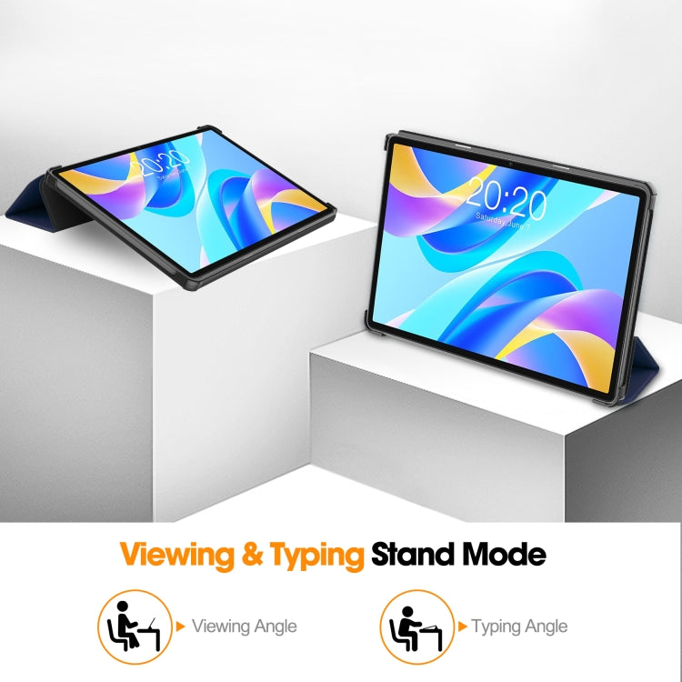 For Teclast M40 Plus Custer Pure Color 3-Fold Holder Leather Tablet Case