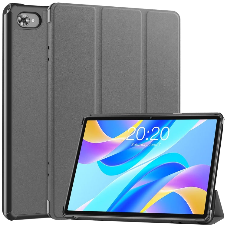 For Teclast M40 Plus Custer Pure Color 3-Fold Holder Leather Tablet Case