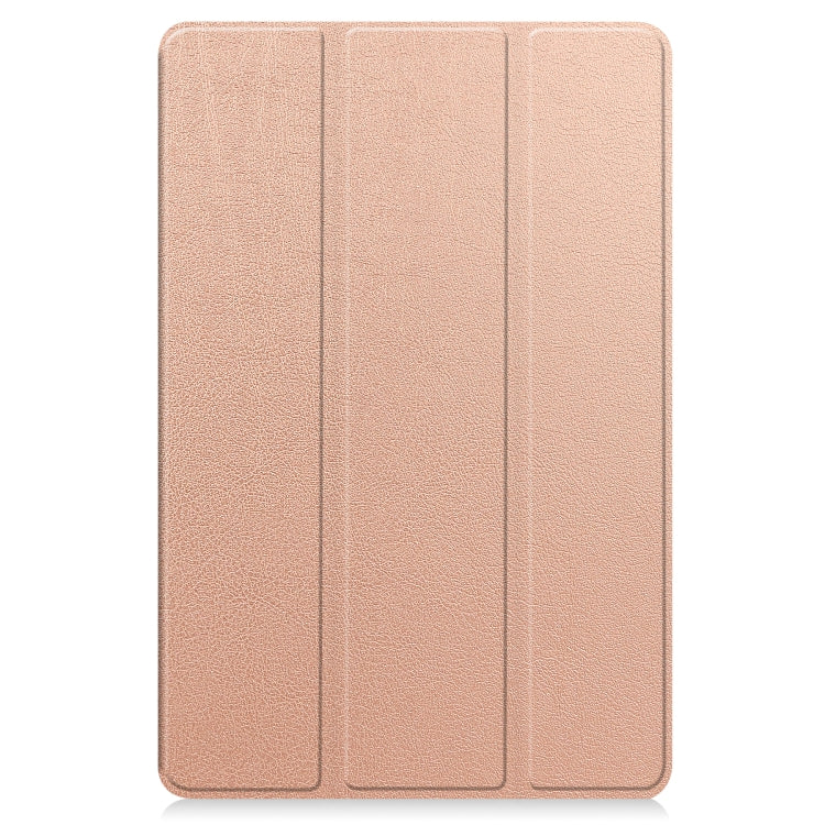 For Teclast M40 Plus Custer Pure Color 3-Fold Holder Leather Tablet Case