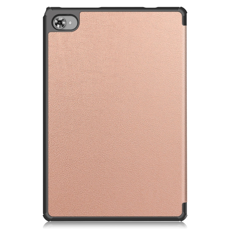 For Teclast M40 Plus Custer Pure Color 3-Fold Holder Leather Tablet Case
