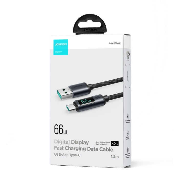 JOYROOM S-AC066A16 6A USB to USB-C / Type-C Digital Display Fast Charging Data Cable, Length:1.2m(Black)