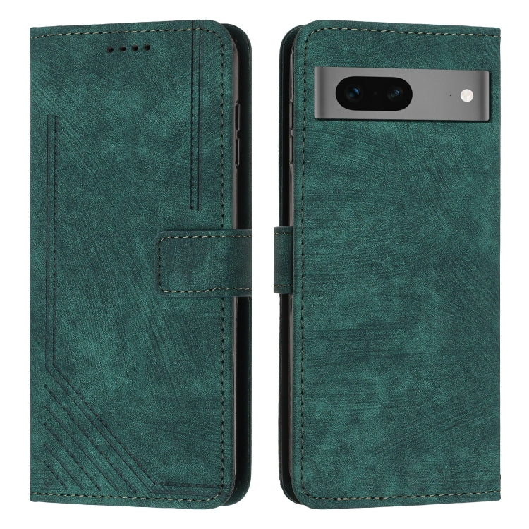 For Google Pixel 7 Skin Feel Stripe Pattern Leather Phone Case with Lanyard