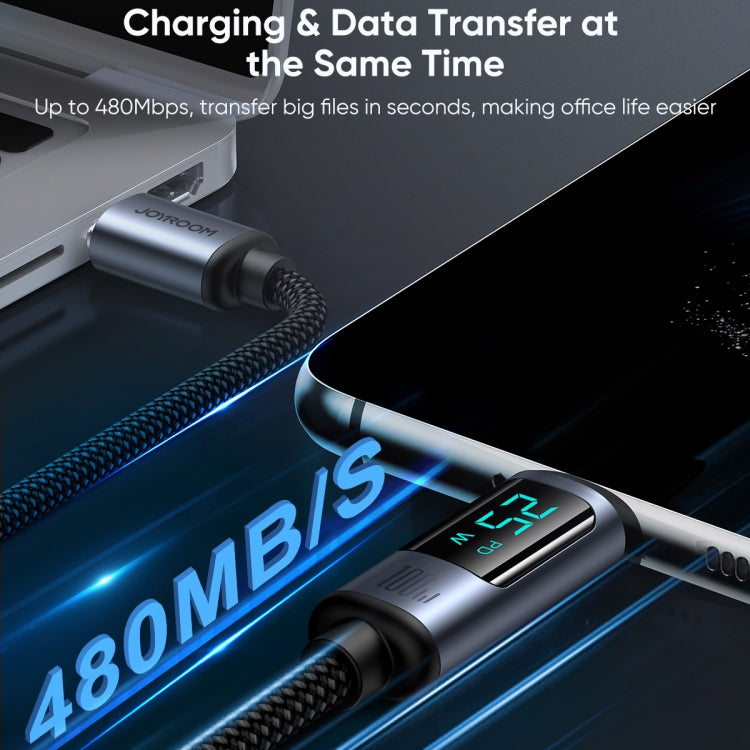 JOYROOM S-CC100A16 100W USB-C / Type-C to USB-C / Type-C Digital Display Fast Charging Data Cable, Length:1.2m(Black)