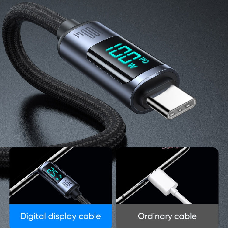 JOYROOM S-CC100A16 100W USB-C / Type-C to USB-C / Type-C Digital Display Fast Charging Data Cable, Length:1.2m(Black)