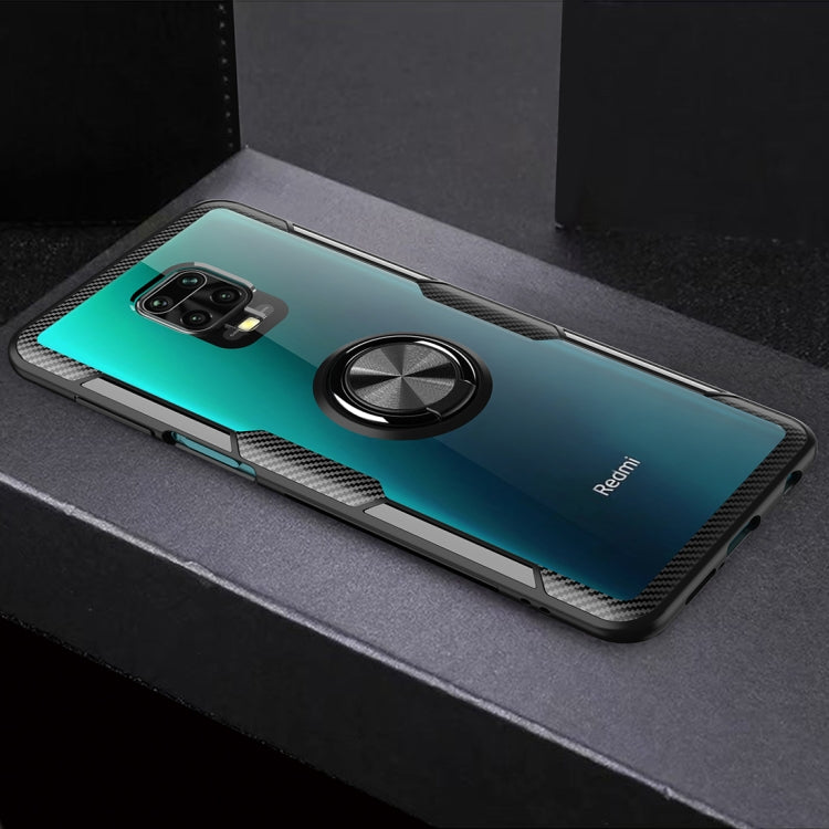 For Xiaomi Redmi Note 9 Pro Max Anti-fall Transparent TPU + Acrylic Mobile Phone Protective Case with Ring Bracket