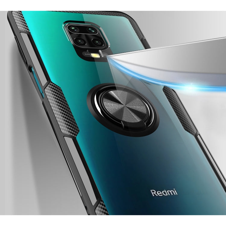 For Xiaomi Redmi Note 9 Pro Max Anti-fall Transparent TPU + Acrylic Mobile Phone Protective Case with Ring Bracket