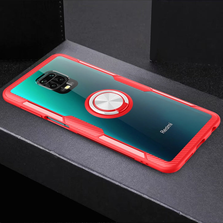 For Xiaomi Redmi Note 9 Pro Max Anti-fall Transparent TPU + Acrylic Mobile Phone Protective Case with Ring Bracket