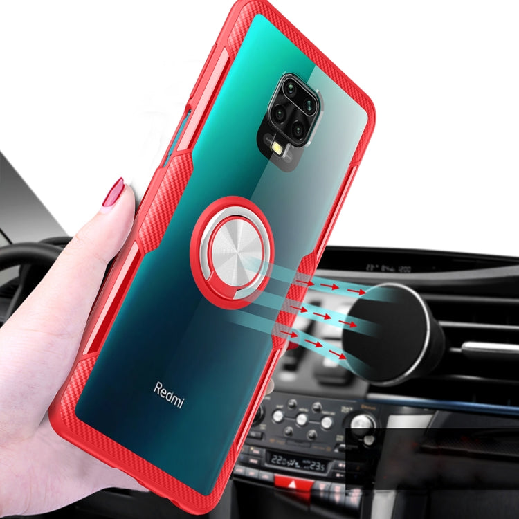 For Xiaomi Redmi Note 9 Pro Max Anti-fall Transparent TPU + Acrylic Mobile Phone Protective Case with Ring Bracket