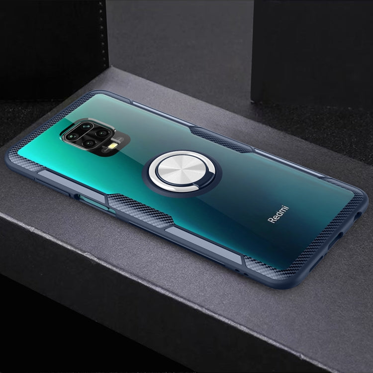 For Xiaomi Redmi Note 9 Pro Max Anti-fall Transparent TPU + Acrylic Mobile Phone Protective Case with Ring Bracket