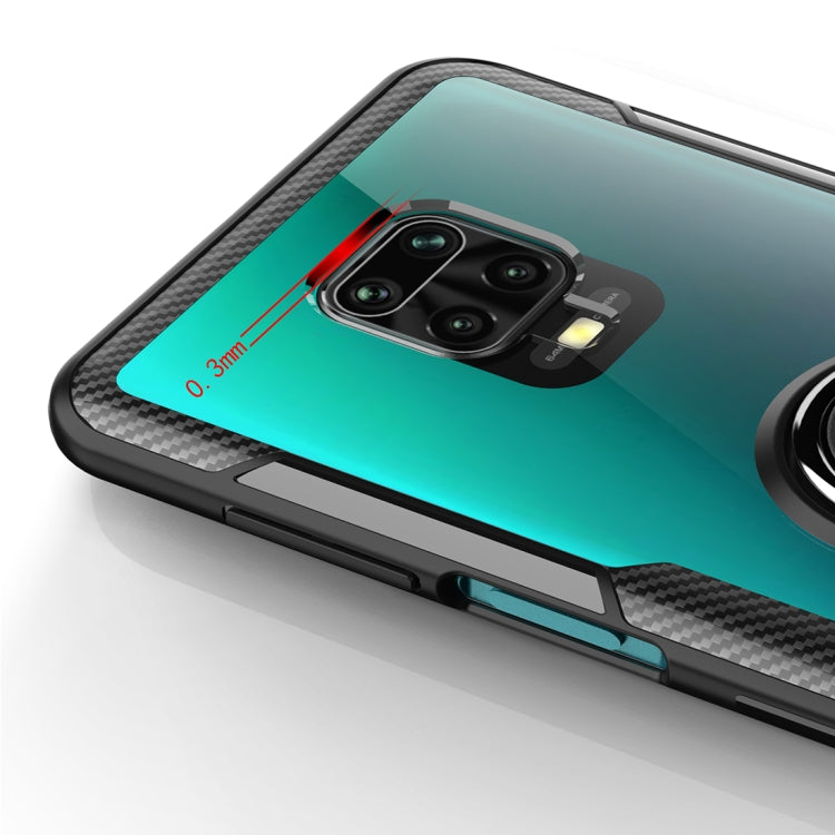 For Xiaomi Redmi Note 9 Pro Max Anti-fall Transparent TPU + Acrylic Mobile Phone Protective Case with Ring Bracket