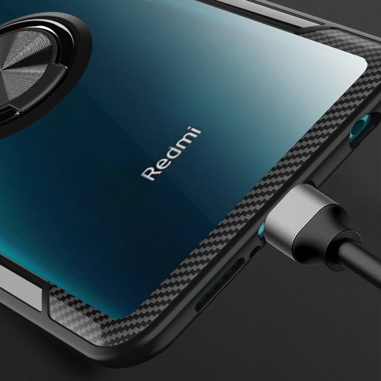 For Xiaomi Redmi Note 9 Pro Max Anti-fall Transparent TPU + Acrylic Mobile Phone Protective Case with Ring Bracket