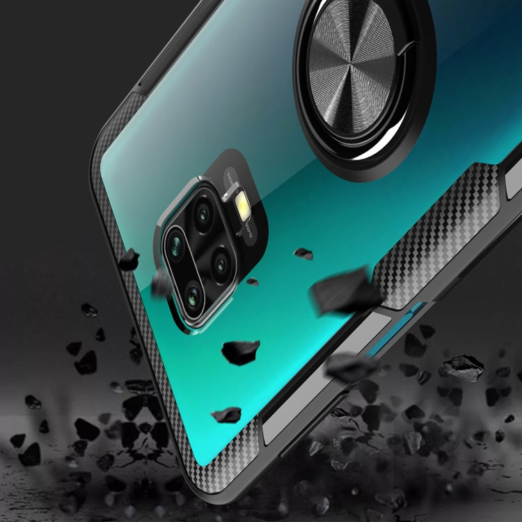 For Xiaomi Redmi Note 9 Pro Max Anti-fall Transparent TPU + Acrylic Mobile Phone Protective Case with Ring Bracket