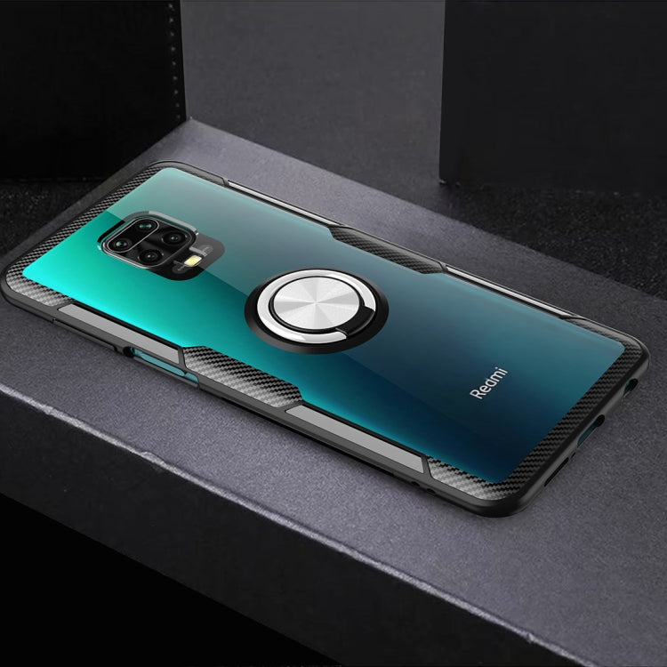 For Xiaomi Redmi Note 9 Pro Max Anti-fall Transparent TPU + Acrylic Mobile Phone Protective Case with Ring Bracket