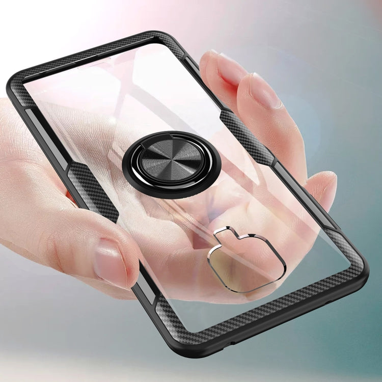 For Xiaomi Redmi Note 9 Pro Max Anti-fall Transparent TPU + Acrylic Mobile Phone Protective Case with Ring Bracket